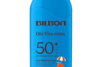 Bilboa Ohi Vita-mina Latte SPF 50+, con Multivitamina, Meglio una Vita-Mina Oggi che una Ruga Domani, Resistente all’Acqua, Dermatologicamente Testato – 200 ml