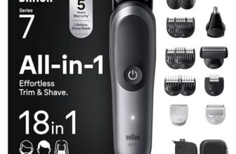 Braun Rifinitore All-in-One Series 7 18in1, ProBlade, AutoSense, AIO7585, Grigio