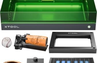 xTool S1 40W Incisore Laser Deluxe Kit Tutto in Uno, con RA2 Rotante & Riser Base & Aisst Aria Intelligente & Pannello a Nido d’Ape, Velocità 600 mm/s, Incisione Precisa per Metallo, Legno (Nero)