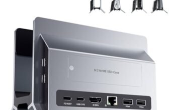 PULWTOP Docking Station Verticale USB C, Supporto Mac Mini Dock con alloggiamento M.2 NVMe(SSD non incluso), 4K@60 Hz, 2*USB C10 Gbit/s, Laptop Dock compatibile per MacBook Pro/Air, Mac mini & Laptops