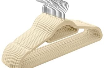 SONGMICS Grucce Appendiabiti in Velluto, 20 Pezzi, Salvaspazio e Antiscivolo, Porta Cravatte, Gancio Girevole a 360°, Spesso 0,6 cm, Largo 43,5 cm, Cappotti Pantaloni, Beige CRF020M20
