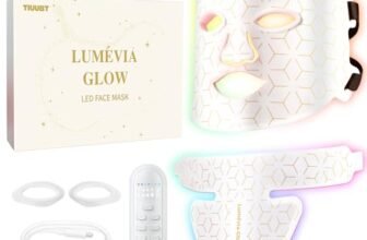 Maschera LED Viso e Collo con Infrarossi Vicini, 7 Colori, Silicone Flessibile, Cinghie Regolabili, Cura Luminosa a Casa (Bianco Premium)