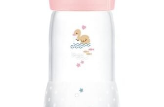 MAM Biberon Easy Start 320 ml, Biberon anticolica per allattamento misto, Riduce le bolle d’aria e il rischio di coliche, Accessori neonati 4+ mesi autosterilizzanti e con tettarella misura 3, Lilla