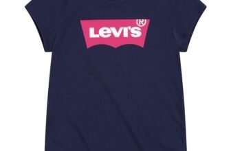 Levi’s Lvg S/S Batwing Tee, T-shirt Bambine e ragazze, Blu (Peacoat/Tea Tree Pink), 3 anni