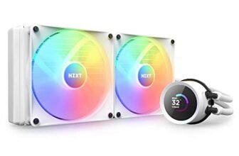 NZXT Kraken 280 RGB – RL-KR280-W1-280mm AIO CPU Liquid Cooler – Customizable 1.54″ Square LCD Display for Images, Performance Metrics and More – 2 x F140 RGB Core Fans – White