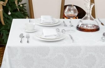 Romanstile Tovaglia 10-12 Posti Tovaglie Bianco Antimacchia 240×140 cm Rettangolare Copri Tavolo Elegante Jacquard Decorativa per Primavera Feste Giardino Esterno Poliestere Idrorepellente 8-10 Posti