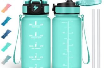 Motswedi Borraccia 500 ml, Borraccia Motivazionale senza BPA, Borracce con Cannuccia Verde Smeraldo