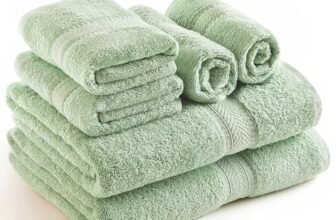 Sweet Needle Set di asciugamani – 2 asciugamani da bagno, 2 asciugamani e 2 salviette, uso quotidiano 500 g/m² filato ad anello, altamente assorbente per bagno, verde salvia (confezione da 6)