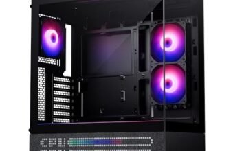 Phanteks XT View Matrix, Mid-Tower Gaming Chassis, 600-LED Matrix Screen, Tempered Glass Front and Side Window, USB-C 3.2 Gen2, 3x M25-120 D-RGB fans included, Charcoal Black