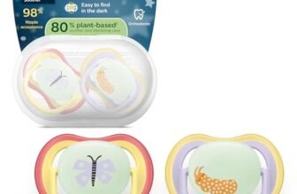 Philips Avent Ultra Air Nighttime Ciuccio – Design ortodontico, per neonati 0-6 mesi, fluorescente, tettarella simmetrica in morbido silicone, senza BPA, confezione da 2, SCF376/25