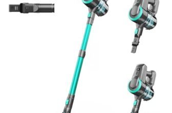 Ziaggnar Aspirapolvere Senza Fili, Scopa Elettrica Senza Fili ultraleggero 6 in 1, 55 minuti di autonomia, Anti-Avvolgimento, Aspirapolvere potente per Pavimenti/Tappeti/Peli Animali