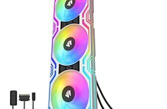 AsiaHorse Ventola per PC 3 in 1,Ventola per PC ARGB da 3 * 120 mm con 56 LED indirizzabili,Ventola del case della CPU con controllo PWM,Ventola di raffreddamento per computer, 800-1800 RPM, Bianco