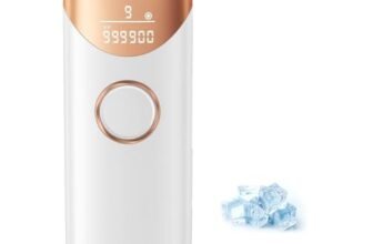 Epilatore Luce Pulsata con Funzione di Raffreddamento, 999900 Epilatore Laser 9 Livelli di Energia, Epilatore Per Donne e Uomini, Ascelle,Viso, Tutto il Corpo, Bianco