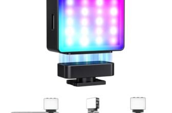 NEEWER BASICS Luce Fotocamera Ausiliaria RGB Magnetica, Luce Video a Pannello LED Piccolo 1,5W in Plastica con Cold Shoe per DSLR Action Cam Phone Cage Supporto OSMO Pocket 3 AC024 e M21, 500mAh, M23