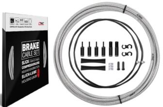 CNCLOL Cavo Freno Bici Con Guaina Kit, Set Cavi Freni Bici Guaina Rivestito Intrecciato & Teflon Linea Interna Per MTB (Nero/Oro/Argento/Titanio argento)
