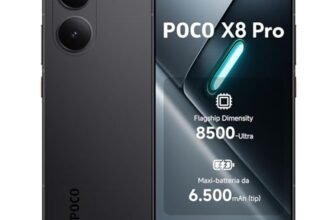 POCO X8 Pro, Smartphone 8+512GB, Dimensity 8500-Ultra, Batteria 6500mAh (typ), Display AMOLED ultra luminoso, Fotocamera 50MP con OIS, Nero, Garanzia 2 anni+1 anno extra, Caricatore non incluso
