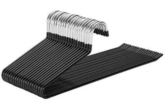 SONGMICS Appendini per Pantaloni, 20 Pezzi, Grucce per Pantaloni in Metallo con Copertura Antiscivolo, Larghezza 38 cm, Salvaspazio, Nero CRI004-20