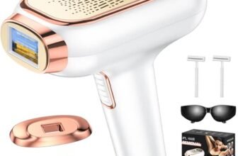 NIKYJM Epilatore Luce Pulsata con 6.8 cm² Grande Calibro, 600-1200nm Lunghezza D’onda, 3 in 1 HR/SC/RA, 9 Livelli di Energia, Epilatore a luce pulsata IPL (Oro rosa)