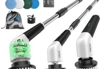 YKYI Spazzola Elettrica Rotante per Pulizia Casa – 8 Testine, Manico Regolabile, 2 Velocità – Spazzola Elettrica Pulizia Casa Bagno Cucina – Spazzola Rotante per Pulizie con USB-C