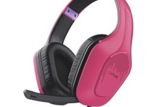 GXTrust 418P Rayne Cuffie Gaming Leggere per PC Xbox PS4 PS5 Switch Mobile, Driver da 50 mm, Jack Audio 3.5 mm, Cavo 2m, Cuffie con Microfono Over-Ear, Rosa