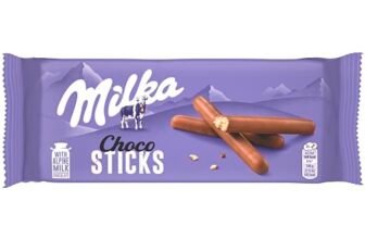Milka, Choco Sticks, Biscotto Goloso Ricoperto di uno Strato di Cioccolato al Latte Milka, con Latte Alpino, Cacao Sostenibile, 112g