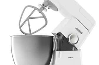Kenwood Chef XL Impastatrice Planetaria KVL4100W, 3 Ganci e Fruste per Impastare, Montare e Miscelare, Ciotola da 6.7 L, Lavabile in Lavastoviglie, Motore da 1200W, Bianco