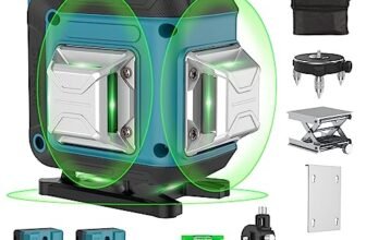 Livella Laser Autolivellante 16 Linee, 4 x 360° Livello Laser, 2 x Batterie, Autolivellante, Supporto Rotante, Telecomando