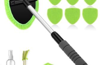 Pulitore Parabrezza Auto,Spazzola Pulizia Vetri Auto,Pulizia Auto con 6 Guarnizioni Riutilizzabili e Lavabili,Strumento Pulizia Parabrezza con Manico Scomponibile,1 Flaconi Spray