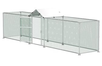 LZQ Pollaio, recinto a ruota libera, tetto pollaio, pollame, struttura in acciaio zincato (L 500 x L 100 x A 150 cm)