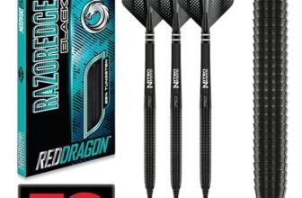 RED DRAGON Razor Edge Black 18g Freccette in tungsteno Softip con Alette e steli