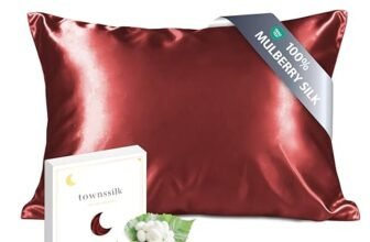 townssilk Federa seta cuscino,100% naturale seta di gelso 19momme,doppia faccia,benefica per capelli e pelle,ipoallergenica,cerniera nascosta,1 pz,50x75cm,Claret