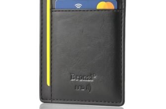 Bronzi® Portafoglio Uomo Slim | Pelle Alta Qualità Mini Nero| Piccolo Sottile Elegante | Portacarte Uomo Donna Portatessere Porta Carte Di Credito| Design Italiano Box Regalo