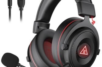 EKSA E900 Pro Cuffie Gaming per PS4 PS5 PC Xbox One, Cuffia con Microfono Cancellazione del Rumore, Surround 7.1, Jack Audio USB 3.5 mm, Driver Stereo da 50 mm, Luce a Led
