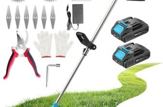 Decespugliatore a Batteria 21V, KUZUPRO Tagliabordi a Batteria con 2 Batterie 2,0Ah, 2 Tipi di Lame in Metallo Tagliaerba Elettrico, Forbici Potatura, Angolazione Regolabili per Giardino Potatura