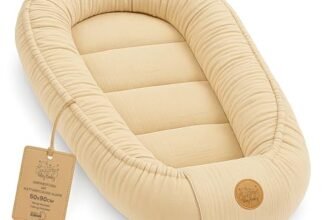 Mussola Riduttore lettino neonato – 90×50 cm baby nest trasportabile per neonati nido culla pod cocoonababy babynest antisoffoco Beige chiaro