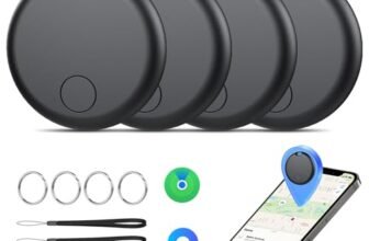 Smart Tracker Tags 4 Pezzi, Funziona con Apple Dov’è (Solo iOS), Localizzatore Bluetooth Trova Oggetti 365 Giorni, Batteria Sostituibile, Impermeabile IP67, Chiavi/Portafoglio/Bagagli/Valigie