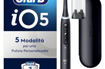 Oral-B Spazzolino Elettrico Ricaricabile iO 5N Nero, 1 Spazzolino Elettrico, 1 Testina Oral B, iO 5, Per Una Pulizia Denti Efficace, Sensore di Pressione, Gengive Protette, la Confezione Può Variare