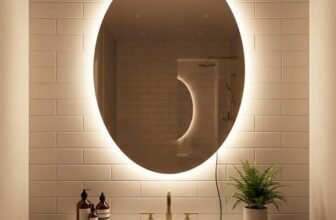 COSTWAY Specchio da Bagno Ovale 70 x 50 CM, Specchio da Toeletta con Luce LED, Antiappannamento, 3 Colori di Luce Dimmerabili, Funzione Memoria e Vetro Temperato Infrangibile per Ingresso