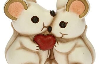 THUN – Soprammobile Coppia di Topini con Cuore – Bomboniere – Linea Cerimonia – Formato Mini – Ceramica – 5,5 x 3,1 x 4,5 h cm