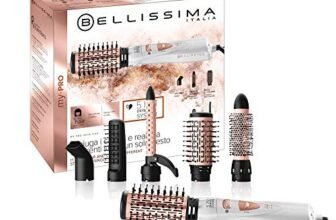 BELLISSIMA Imetec – Spazzola Ad Aria Calda 5 in 1 GH18 1100, Accessori per Styling Liscio, Onde, Ricci, Spazzole Rivestite in Ceramica