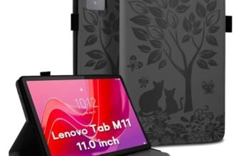 LSPCASA Protettiva Case Per Lenovo Tab M11 11.0 Pollici Funzione Di Supporto Cover Lenovo Tab M11 Con Slot Per Schede Custodia Lenovo Tab M11 Con Fascia Elastica Nero