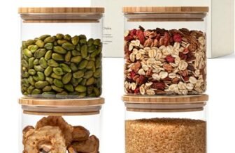 KIVY Barattoli Vetro Ermetici [4x 600ml] – Barattolo Vetro con Coperchio – Barattolo Sale Zucchero Caffè – Barattoli Cucina in Bambù – Contenitore Sale – Porta Pasta con Coperchio