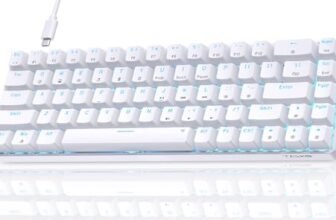 Dierya×TMKB Tastiera Gaming Meccanica 60% con Interruttori Meccanici Clicky,T68se Keyboard Gioco Luce monocromatica Type-C Mini Compact 68 Tasti Anti-Ghosting（Layout US,QWERTY） Bianco