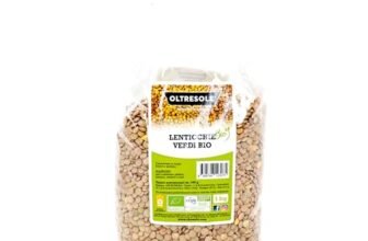 Oltresole, Lenticchie Verdi Biologiche 1 Kg, Legumi Secchi Bio Interi, Non Decorticati, Ricchi di Fibre e Sali Minerali, Confezione Ideale per Famiglie