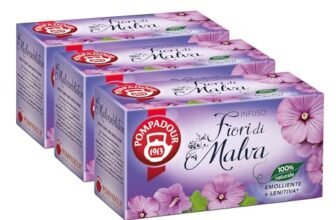 Pompadour, Infuso Fiori di Malva, 60 Filtri (3 Confezioni da 20 Filtri), Idratante, Lenitivo, Emolliente, 100% Naturale, Senza Lattosio, Glutine e Allergeni, Vegan