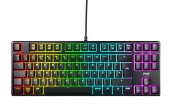 CHERRY XTRFY K4V2 TKL, Tastiera Da Gioco Cablata Senza Tastierino Numerico, Layout Tedesco QWERTZ, Illuminazione RGB, Interruttori Meccanici MX2A RED, Nero, Layout Tedesco – QWERTZ