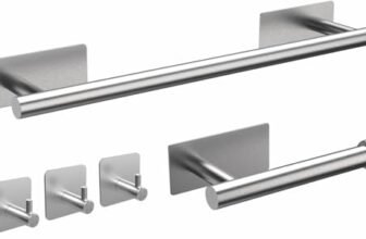Set porta Asciugamani da Bagno Completo Adesivo, include Porta Asciugamani, Porta Rotolo Carta Igienica, tre Ganci Appendi Asciugamani, Accappatoio, Salvietta, in Acciaio Inossidabile, Accessori Casa