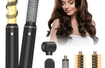 HyAdierTech Spazzola Asciugacapelli Multifunzione, Air Styler 5 in 1, Ferro Arricciacapelli Ioni Negativi, Piastra con 5 Accessori, 3 Temperature, Spazzola ad Aria Calda per Asciugatura Raddrizzamento