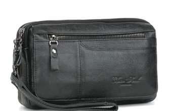 Pochette in pelle borsa da polso per uomo donna viaggi d’affari all’aperto organizzatore cinturino da polso marsupio portamonete portamonete tasca multipla porta telefono iPhone 7 Plus/8/8 Plus/X, #01