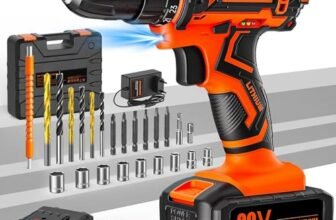 Trapano Avvitatore a Batteria 20V, 2 Batterie 2.0Ah, Max 42Nm, 25+1 Impostazione Coppia, LED Luce, 2 Velocità, 24 Accessori, 10mm Mandrino Autoserrante, per Riparazione, Fai da te